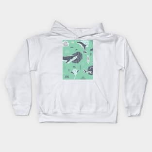 Underwater whale, stingray, dolphin and shark Kids Hoodie